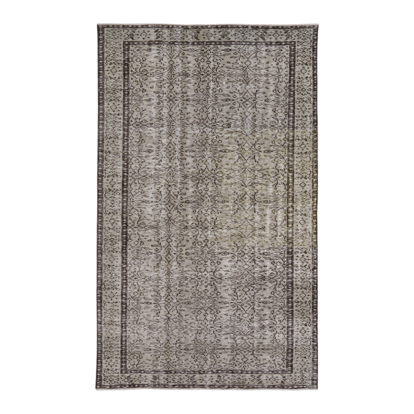Turkish Manisa area rug in greige and smoke, 5'3" x 8'9"