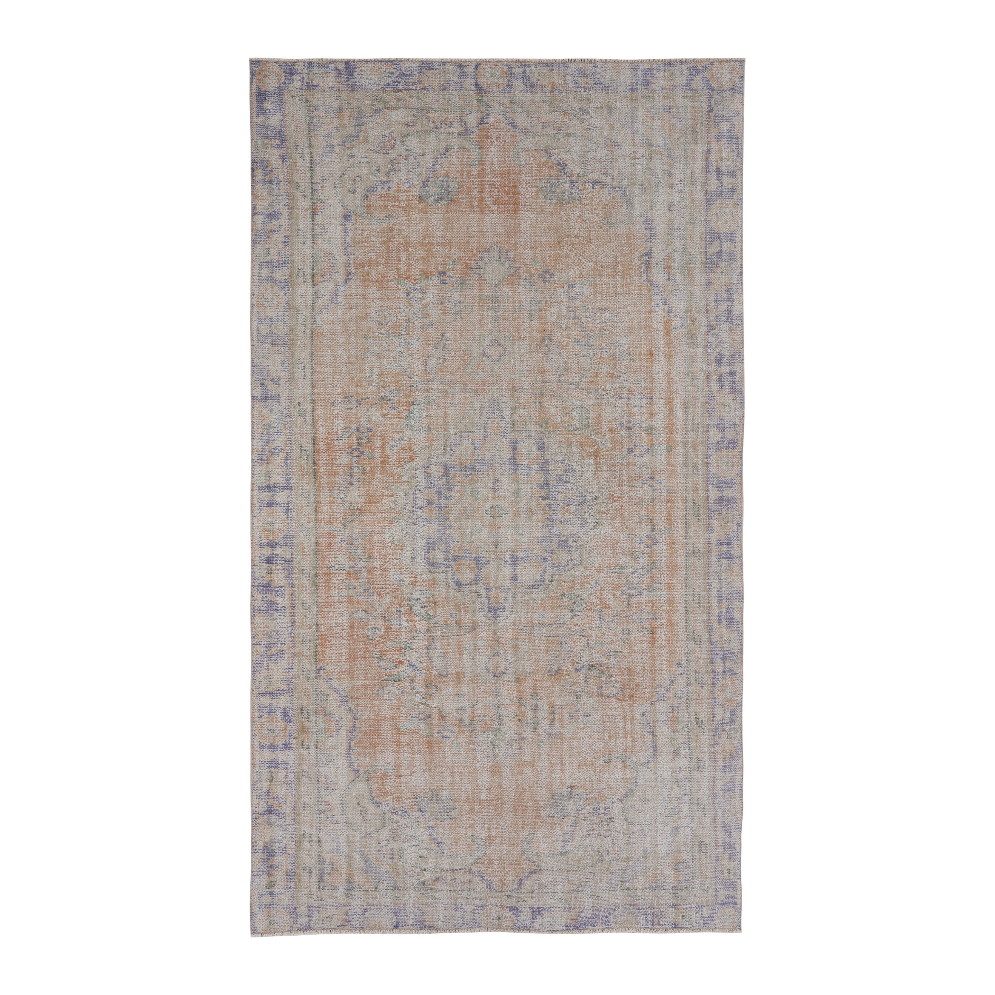 Turkish Manisa area rug in terracotta and slate blue, 5'2" x 9'1"