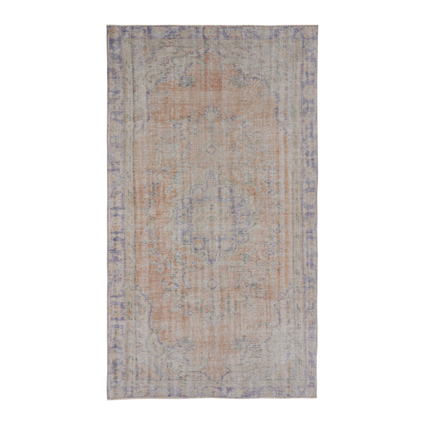 Turkish Manisa area rug in terracotta and slate blue, 5'2" x 9'1"