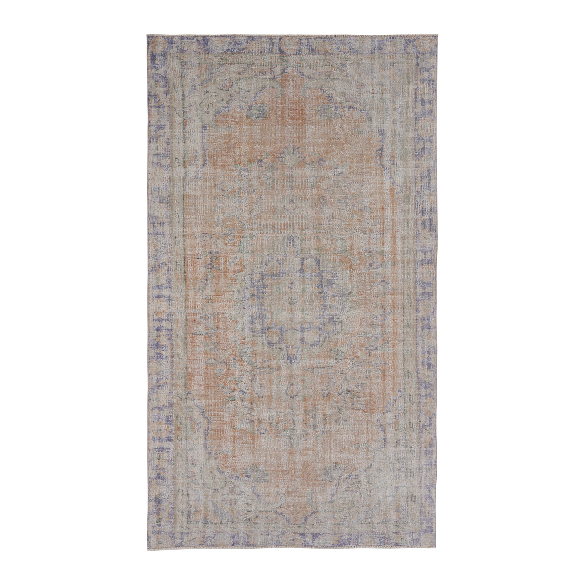 Turkish Manisa area rug in terracotta and slate blue, 5'2" x 9'1"