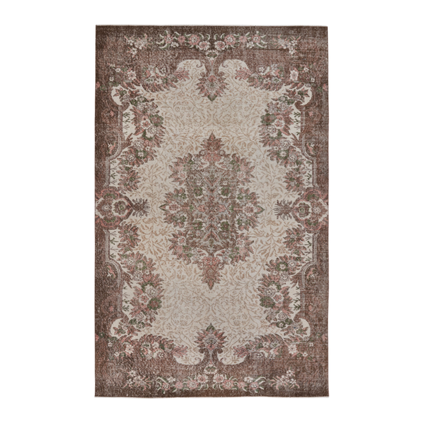 Turkish Isparta area rug in cream and dark brown, 5'9" x 9'1"