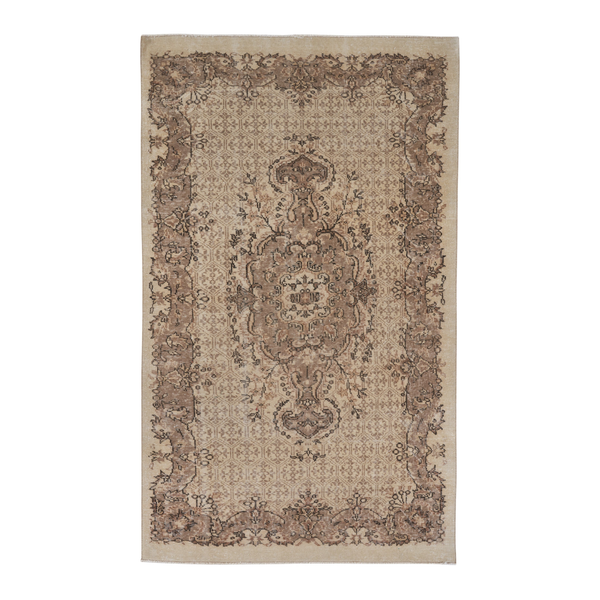 Turkish Manisa area rug in cream and tan, 5'3" x 8'8"