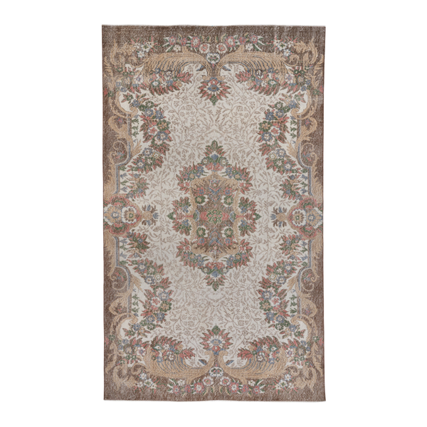 Turkish Isparta area rug in cream and greige, 5'6" x 9'5"