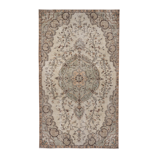 Turkish Isparta area rug in cream and taupe, 4'10" x 8'5"
