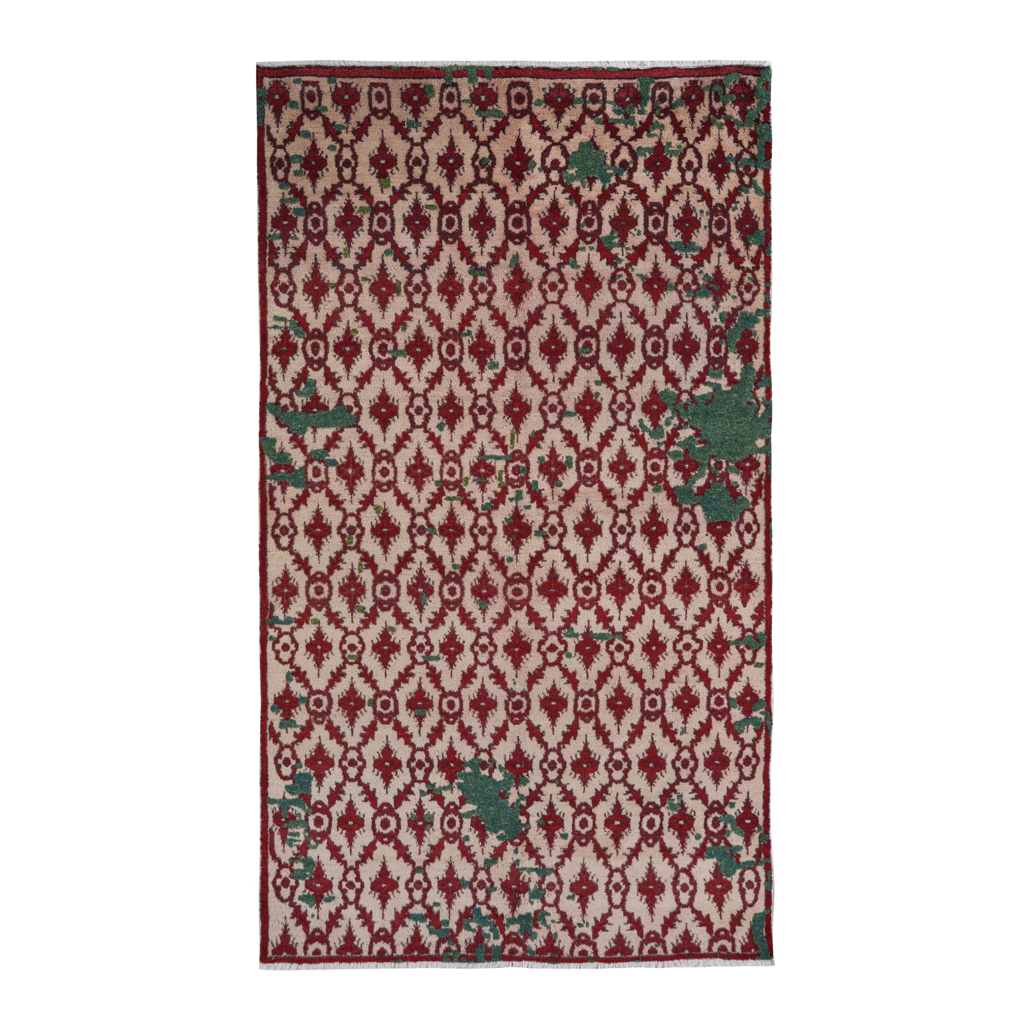 Turkish Manisa area rug in cream and burgundy, 5'9" x 10'3"