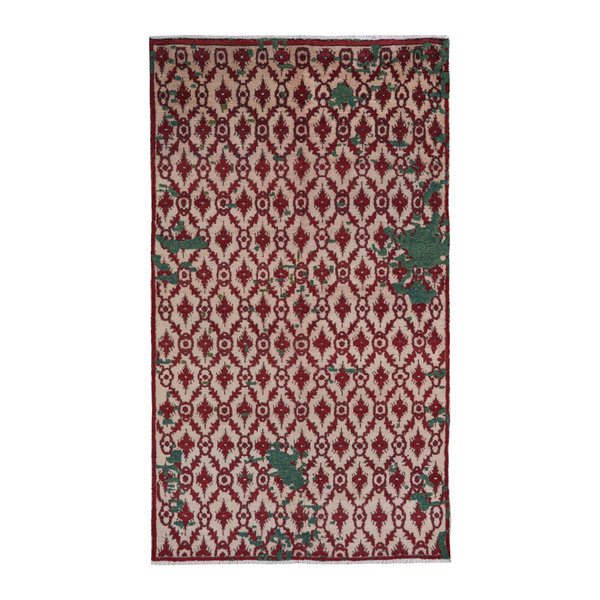 Turkish Manisa area rug in cream and burgundy, 5'9" x 10'3"