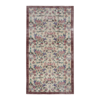 Turkish Isparta accent rug in cream and rose, 3'3" x 6'2"