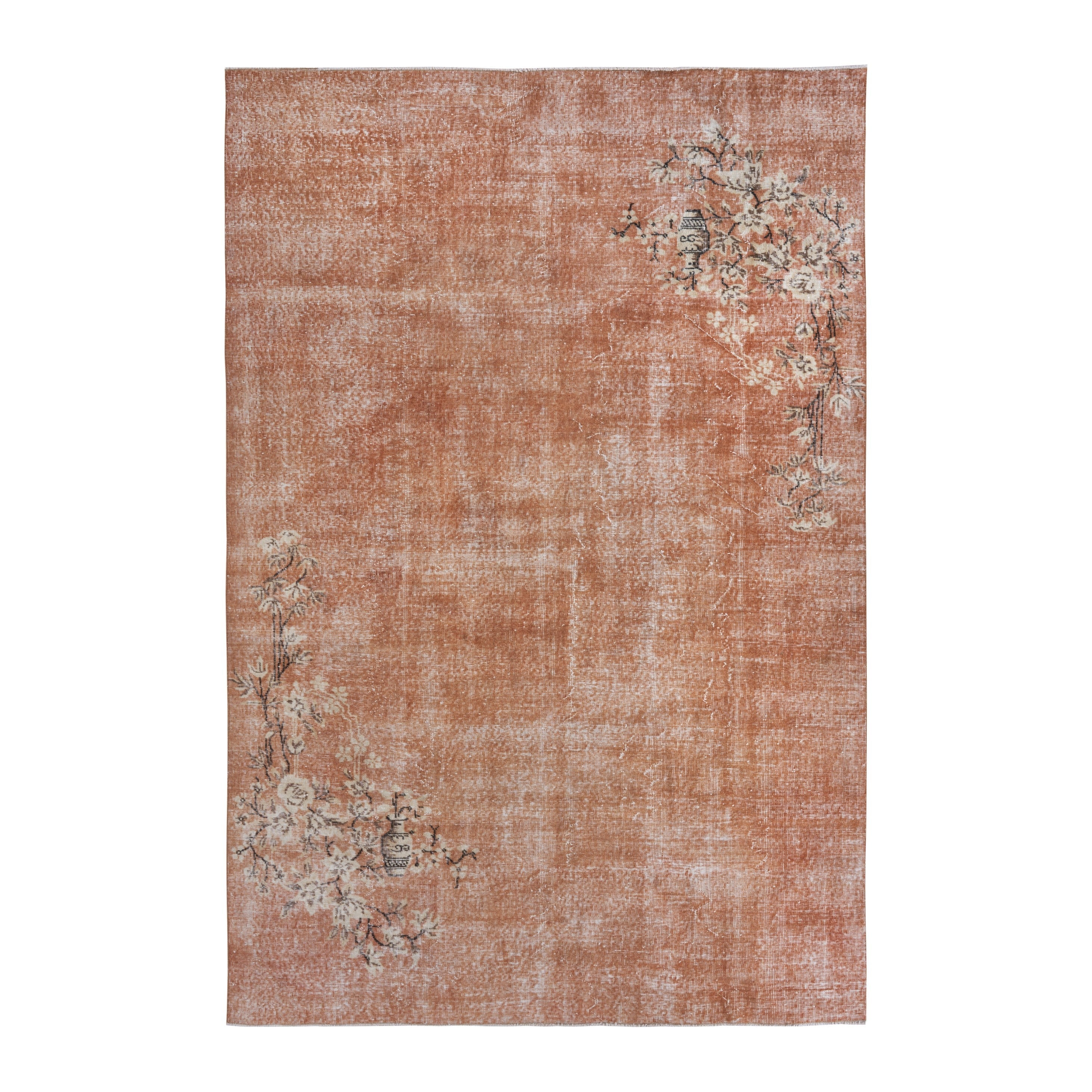 Turkish Isparta area rug in terracotta and cream, 6'11" x 10'2"