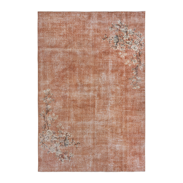 Turkish Isparta area rug in terracotta and cream, 6'11" x 10'2"
