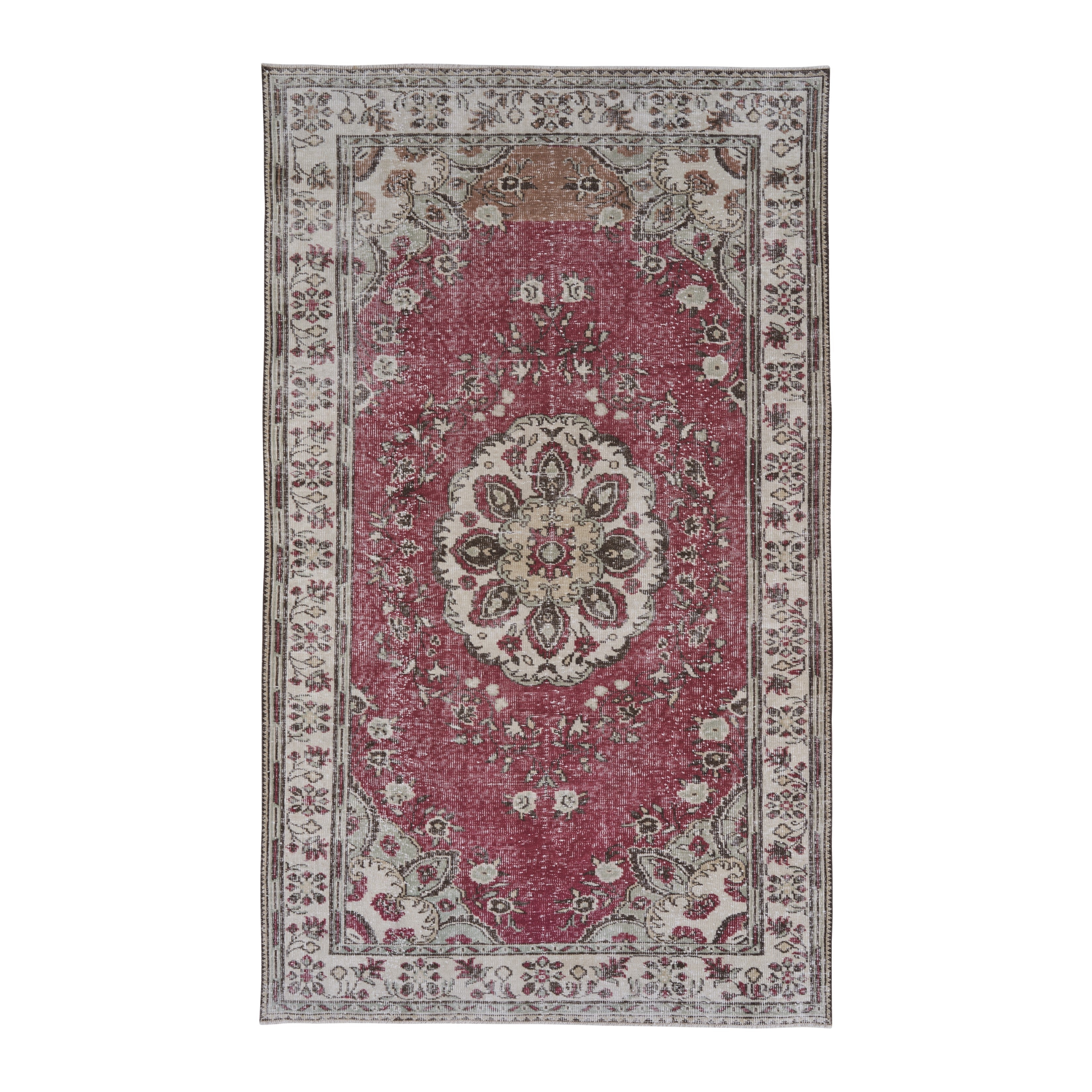 Turkish Manisa oversized rug in burgundy and ivory, 6'4" x 10'8"