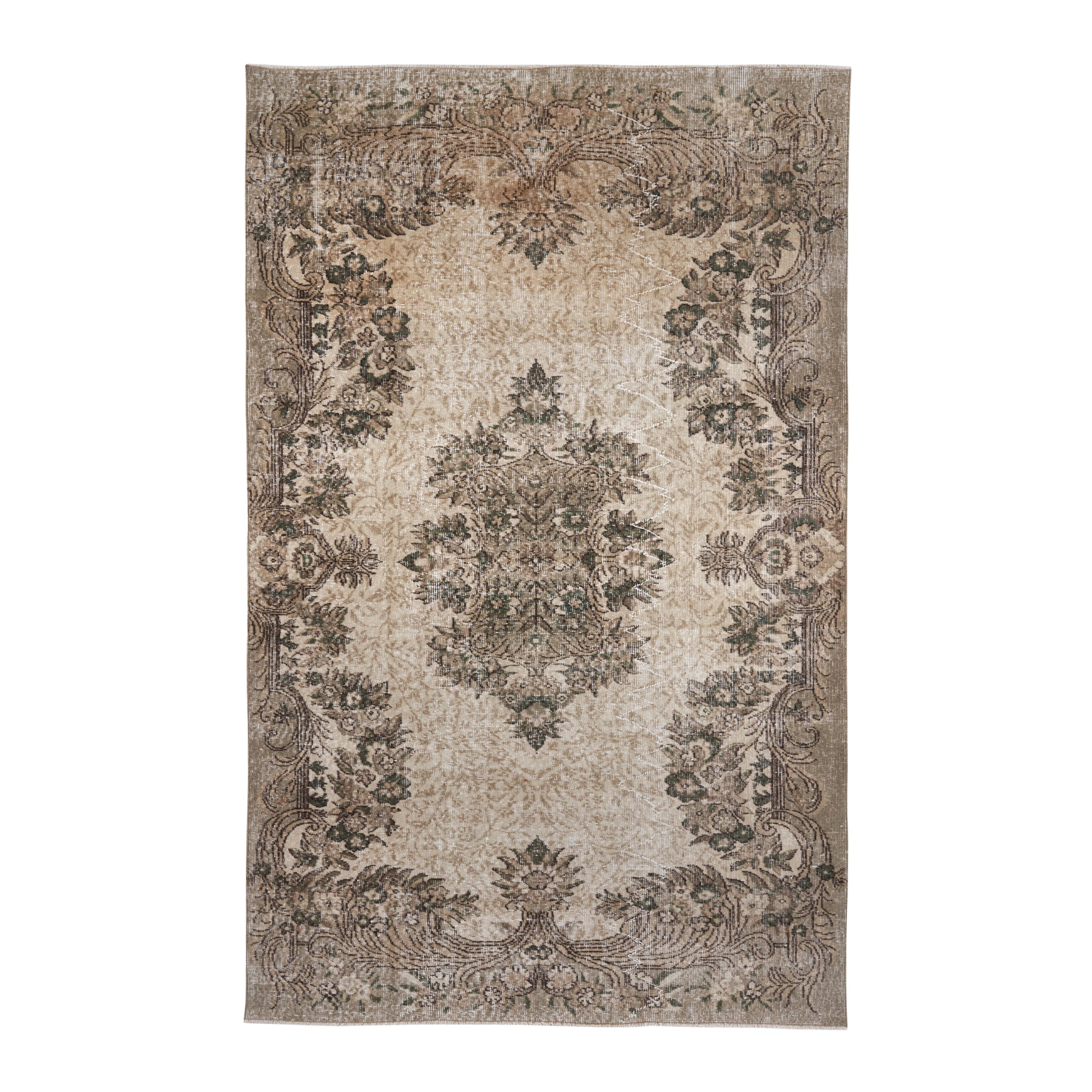 Turkish Isparta area rug in cream and taupe, 5'5" x 8'6"