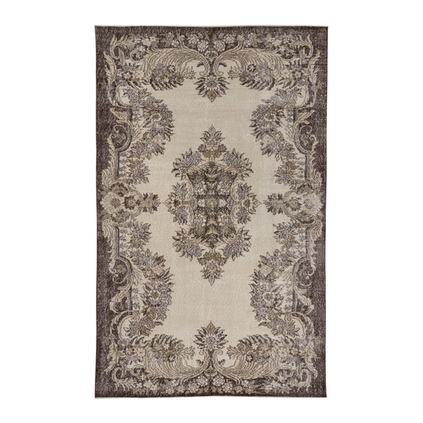 Turkish Isparta area rug in ivory and taupe, 5'5" x 9'