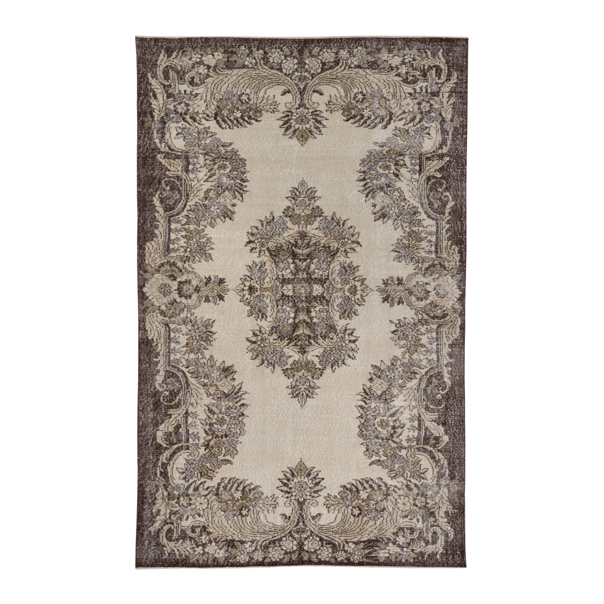 Turkish Isparta area rug in ivory and taupe, 5'5" x 9'