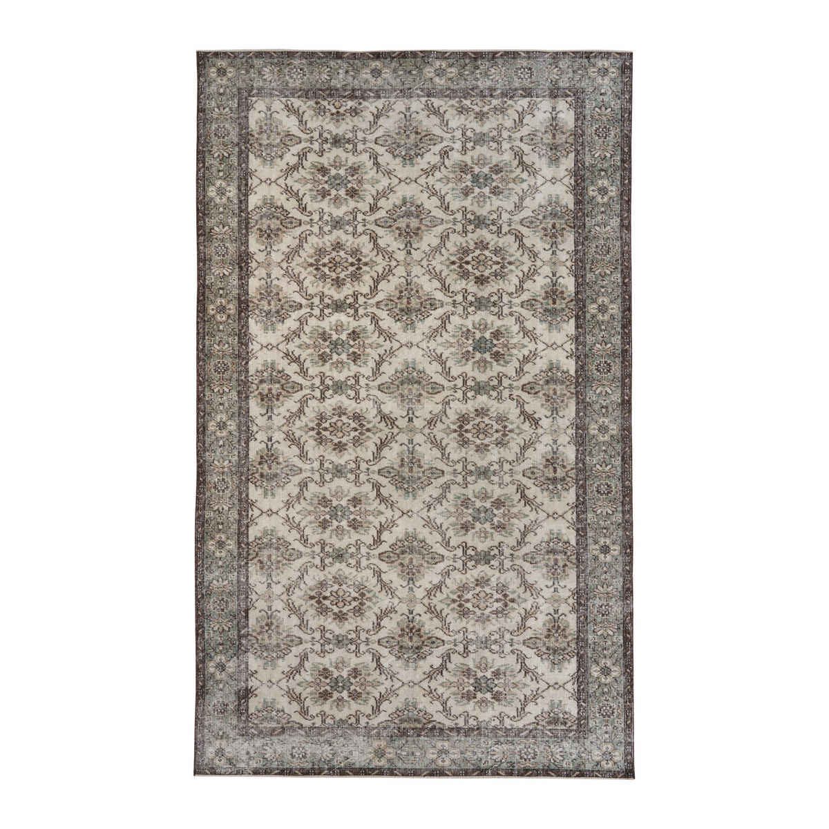 Turkish Isparta area rug in cream and greige, 5'7" x 9'5"