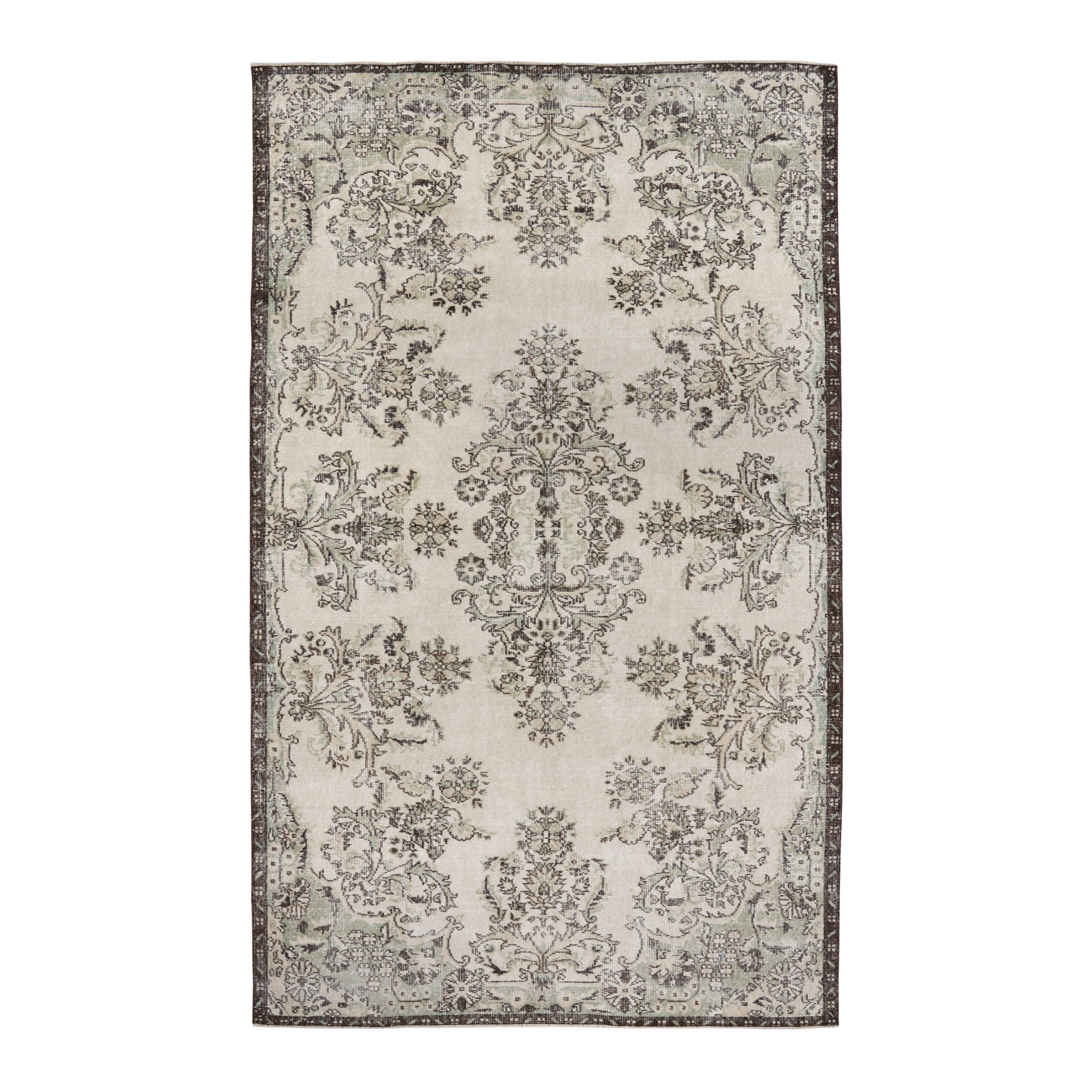 Turkish Isparta area rug in cream and taupe, 5'10" x 9'6"