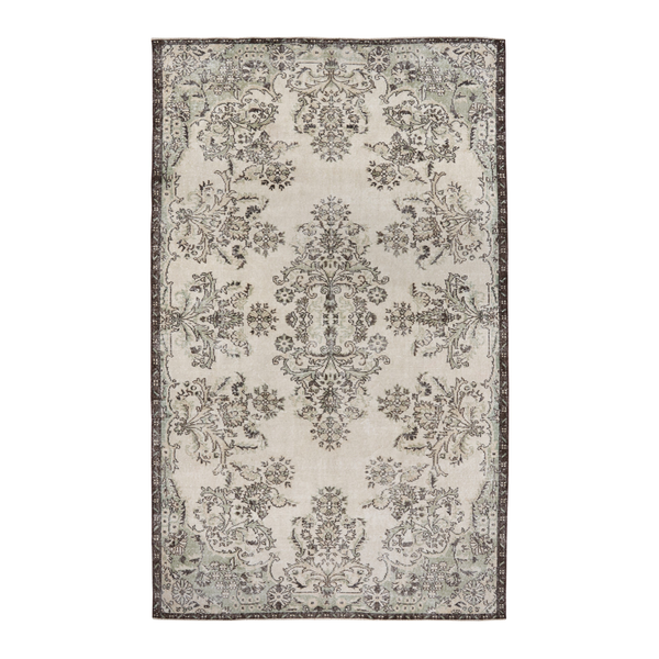 Turkish Isparta area rug in cream and taupe, 5'10" x 9'6"