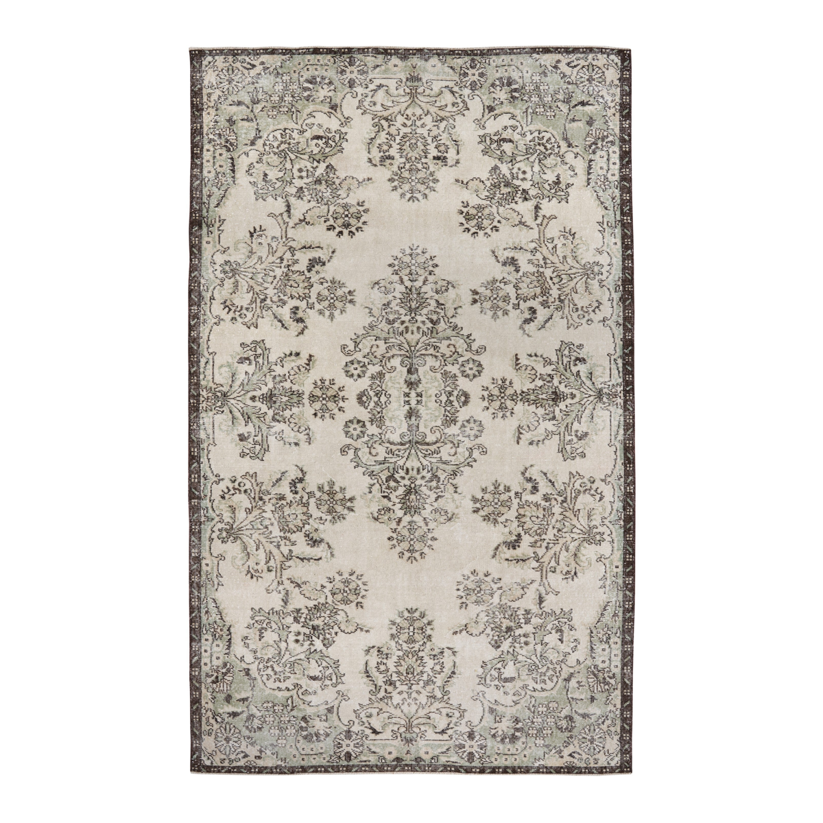 Turkish Isparta area rug in cream and taupe, 5'10" x 9'6"