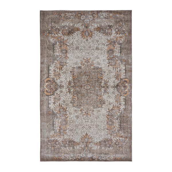 Turkish Isparta area rug in cream and tan, 5'6" x 9'