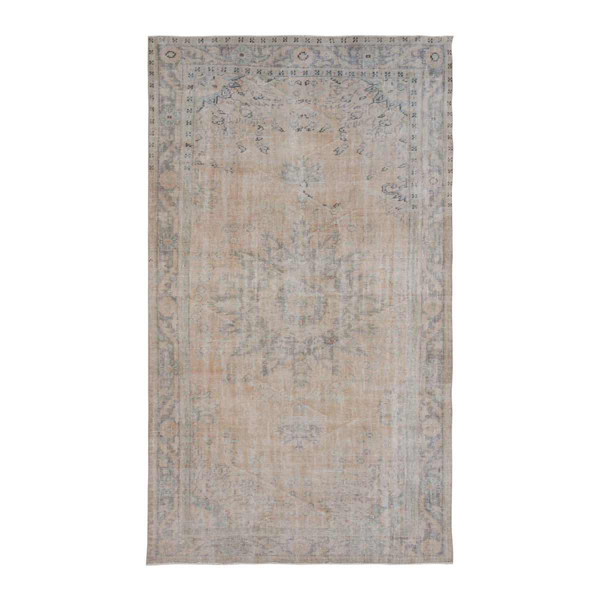 Turkish Manisa area rug in beige and dusty blue, 5'10" x 9'11"
