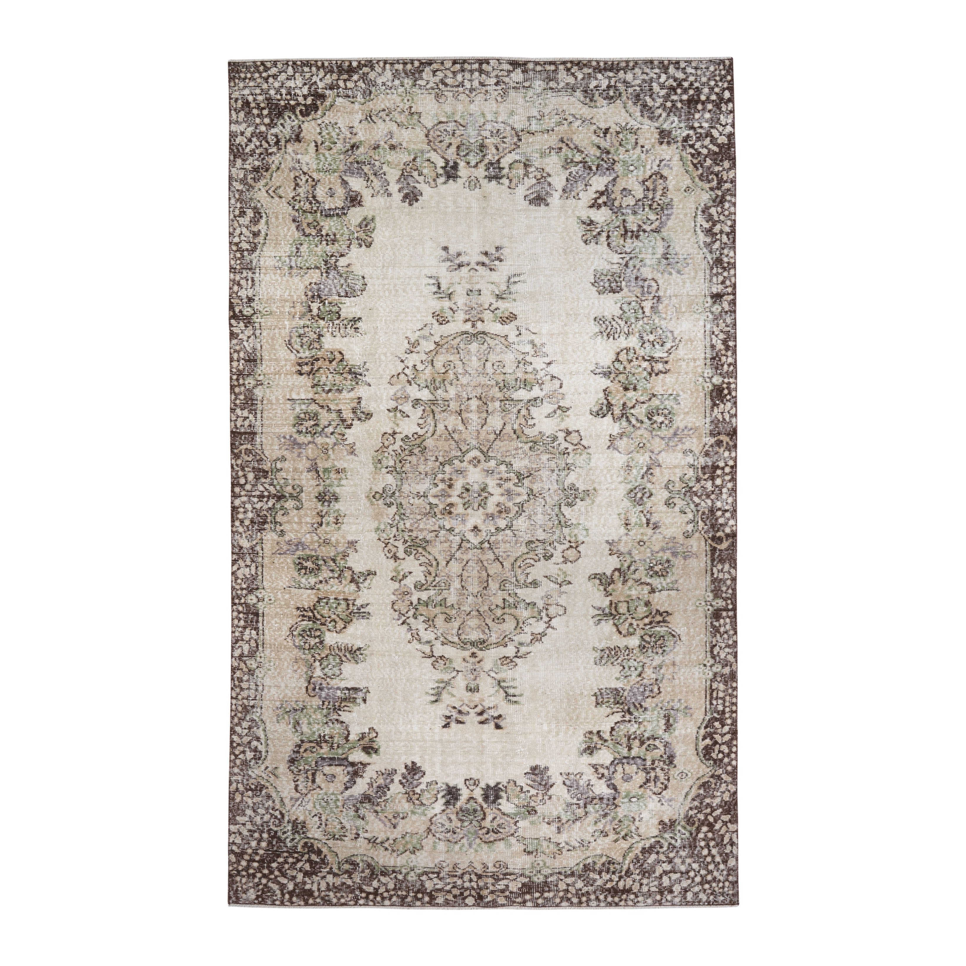 Turkish Isparta area rug in cream and taupe, 5'10" x 9'10"