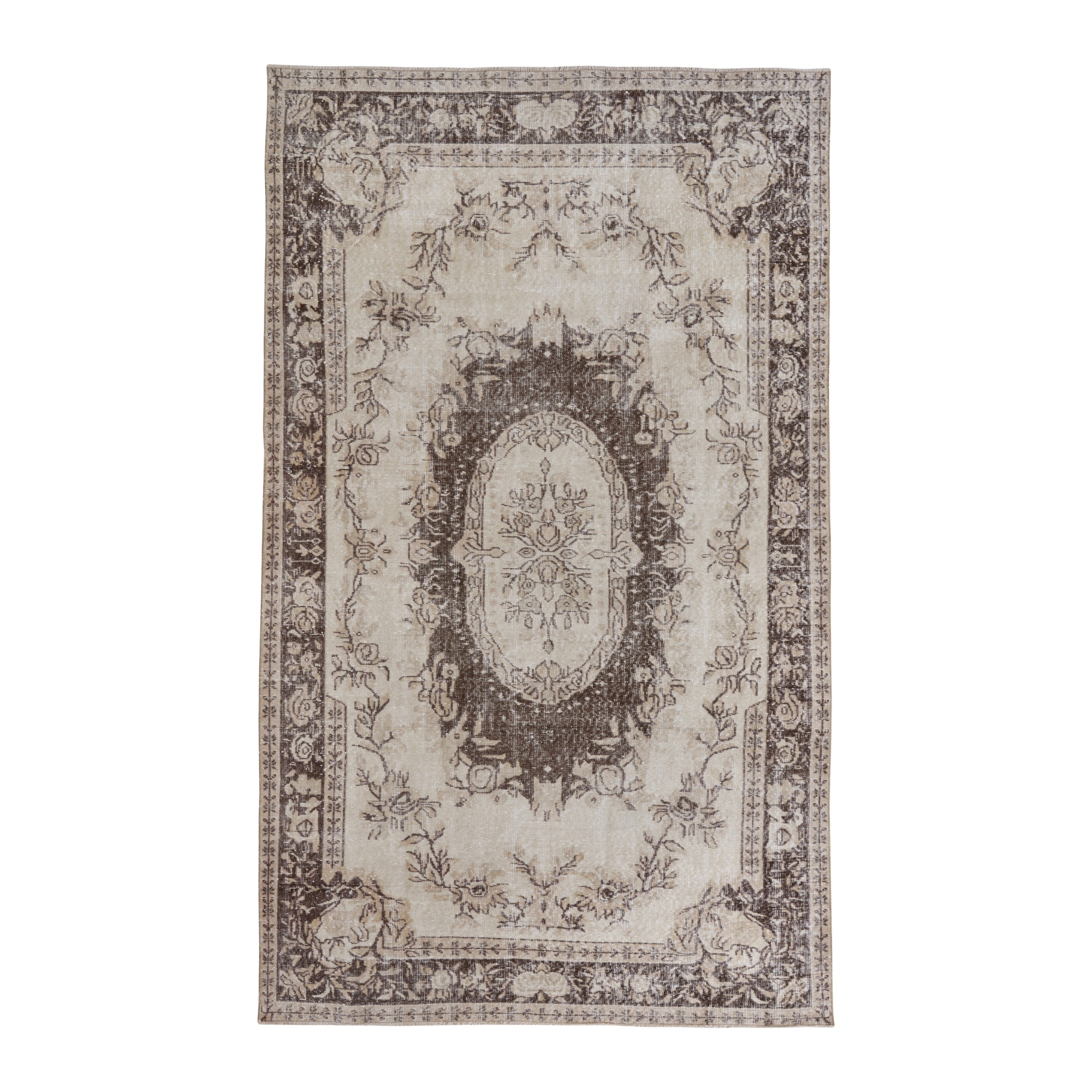 Turkish Isparta area rug in cream and taupe, 6' x 10'1"