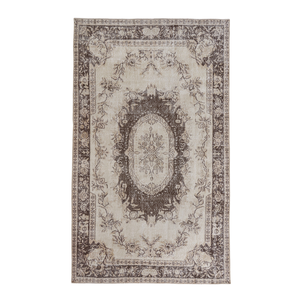 Turkish Isparta area rug in cream and taupe, 6' x 10'1"
