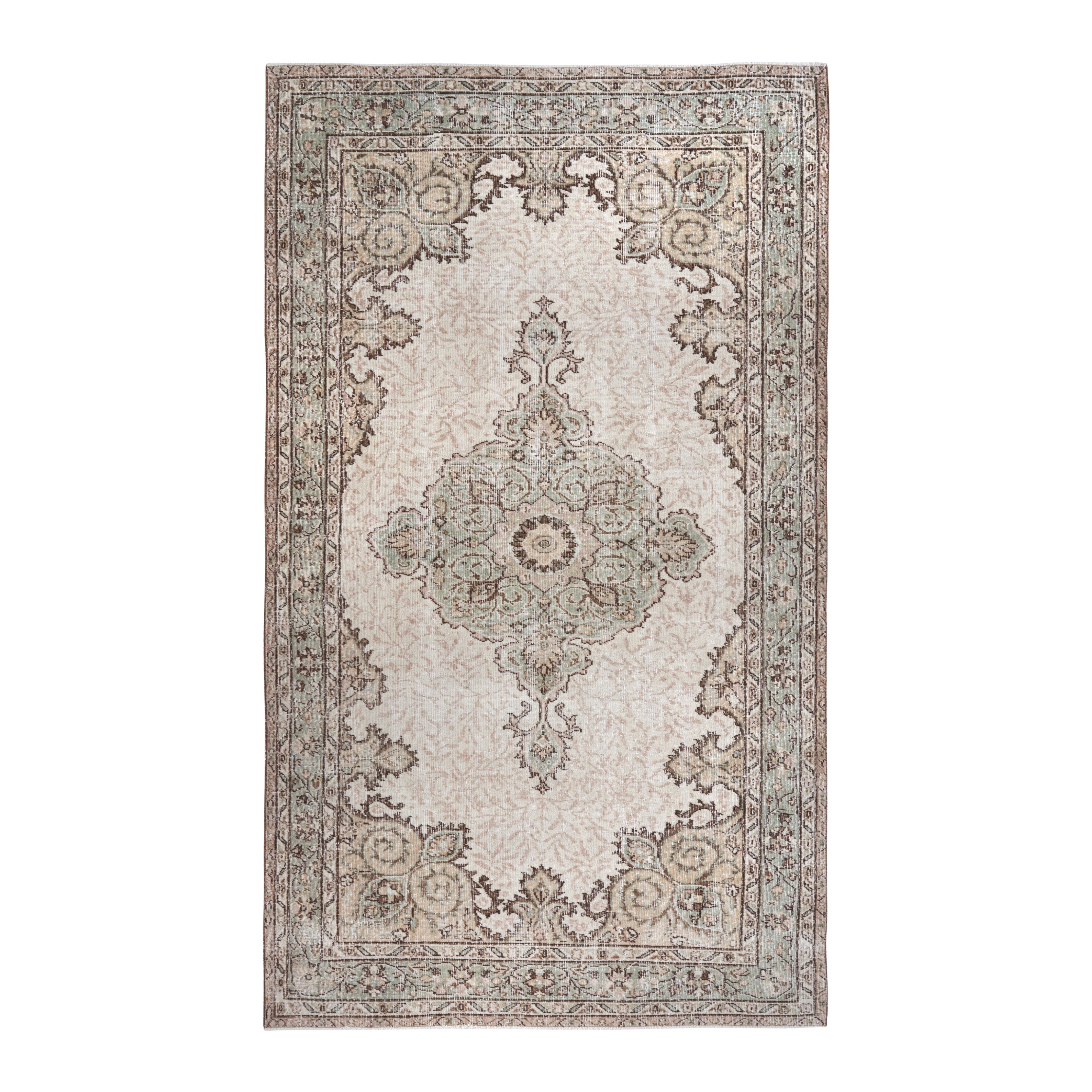 Turkish Isparta area rug in cream and taupe, 5'7" x 9'7"