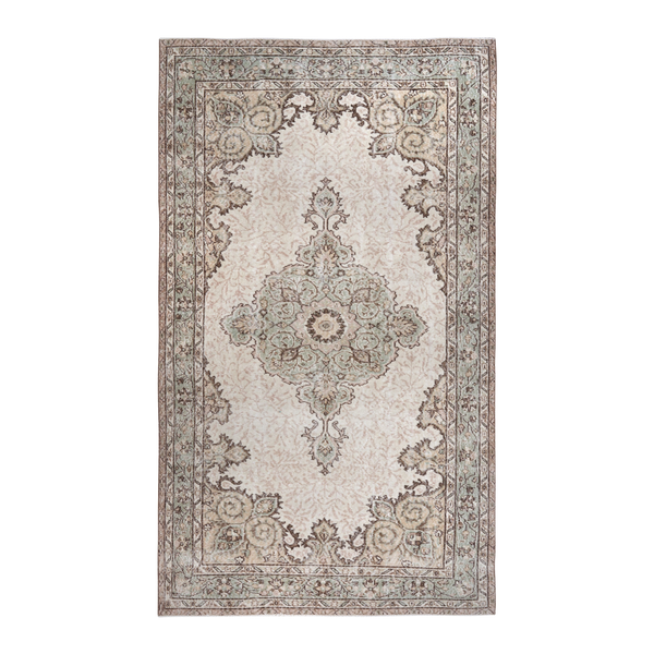 Turkish Isparta area rug in cream and taupe, 5'7" x 9'7"