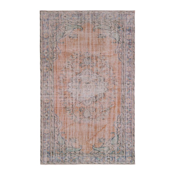 Turkish Manisa area rug in terracotta and dusty blue, 5'9" x 9'4"