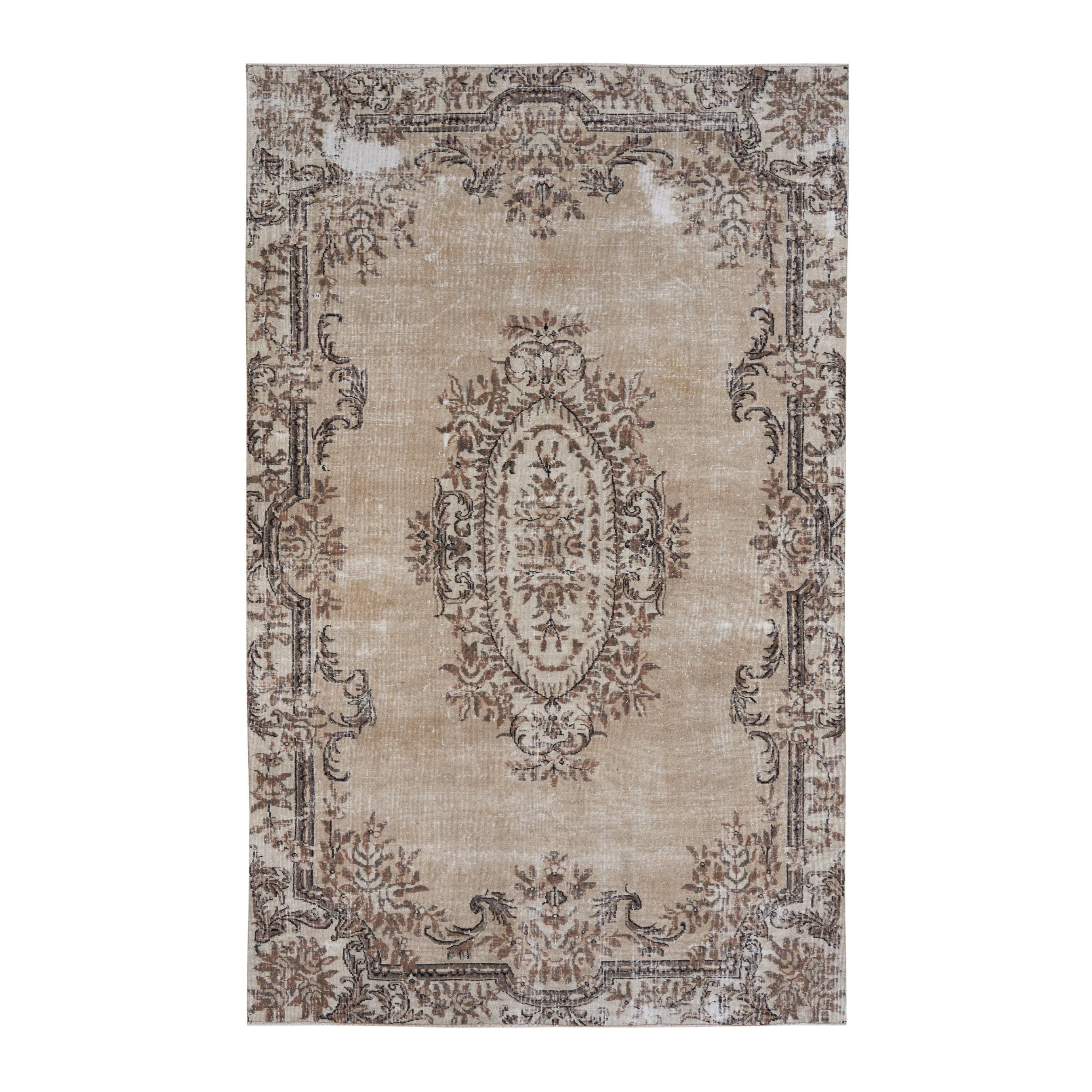 Turkish Isparta area rug in cream and taupe, 6'2" x 9'10"