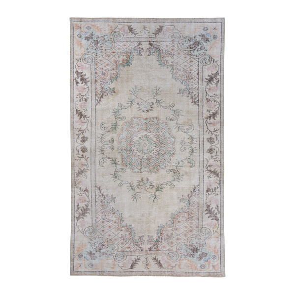 Turkish Manisa area rug in cream and muted pink, 6' x 10'