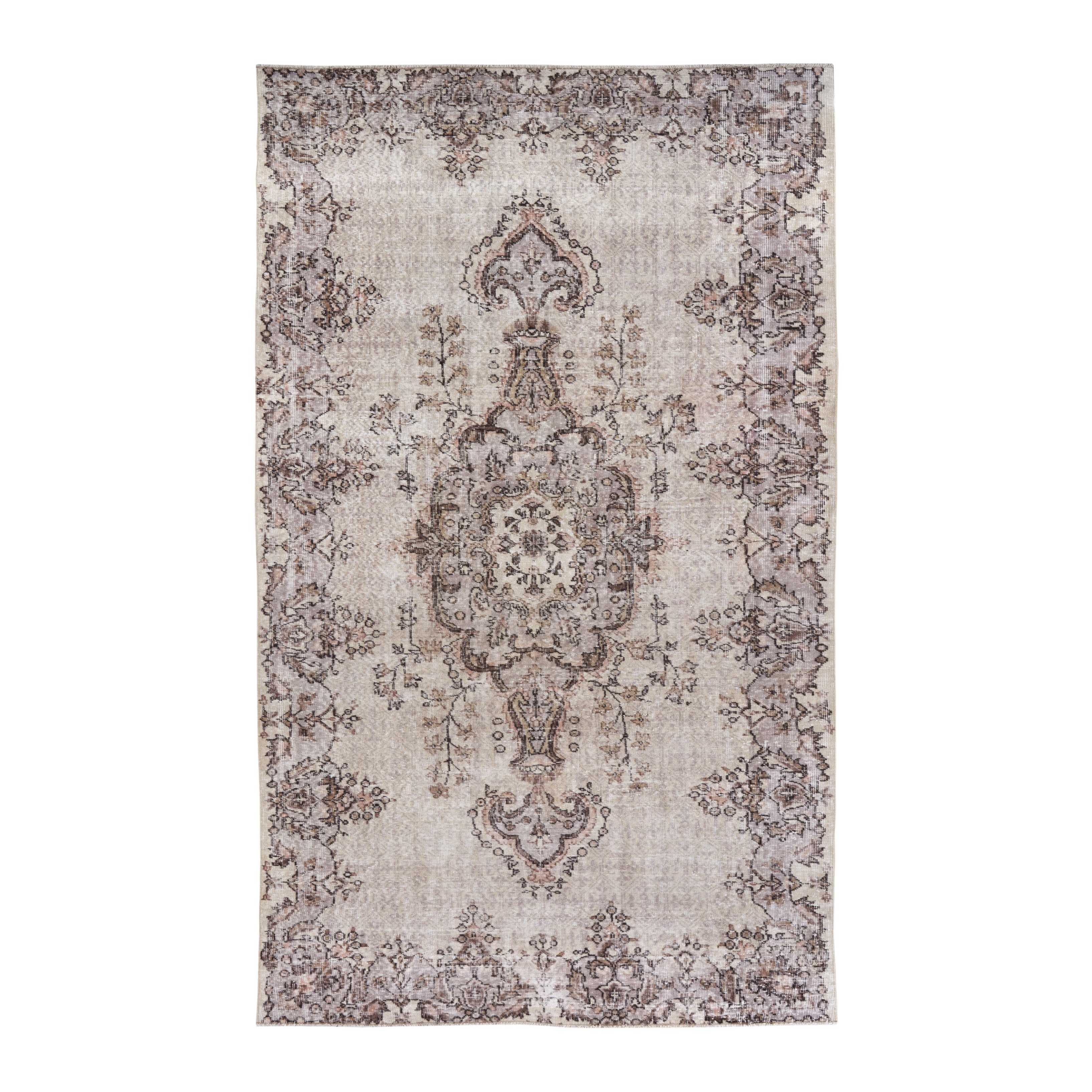 Turkish Isparta area rug in taupe and greige, 5'8" x 9'5"