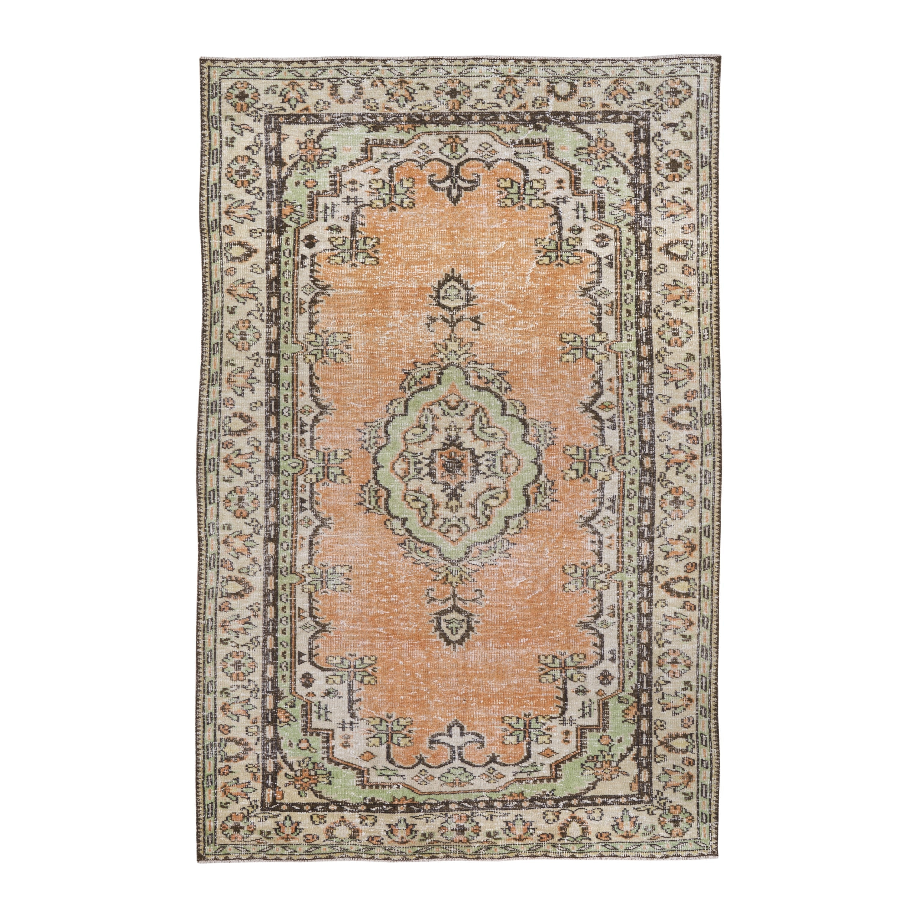 Turkish Manisa area rug in terracotta and cream, 5'10" x 8'11"
