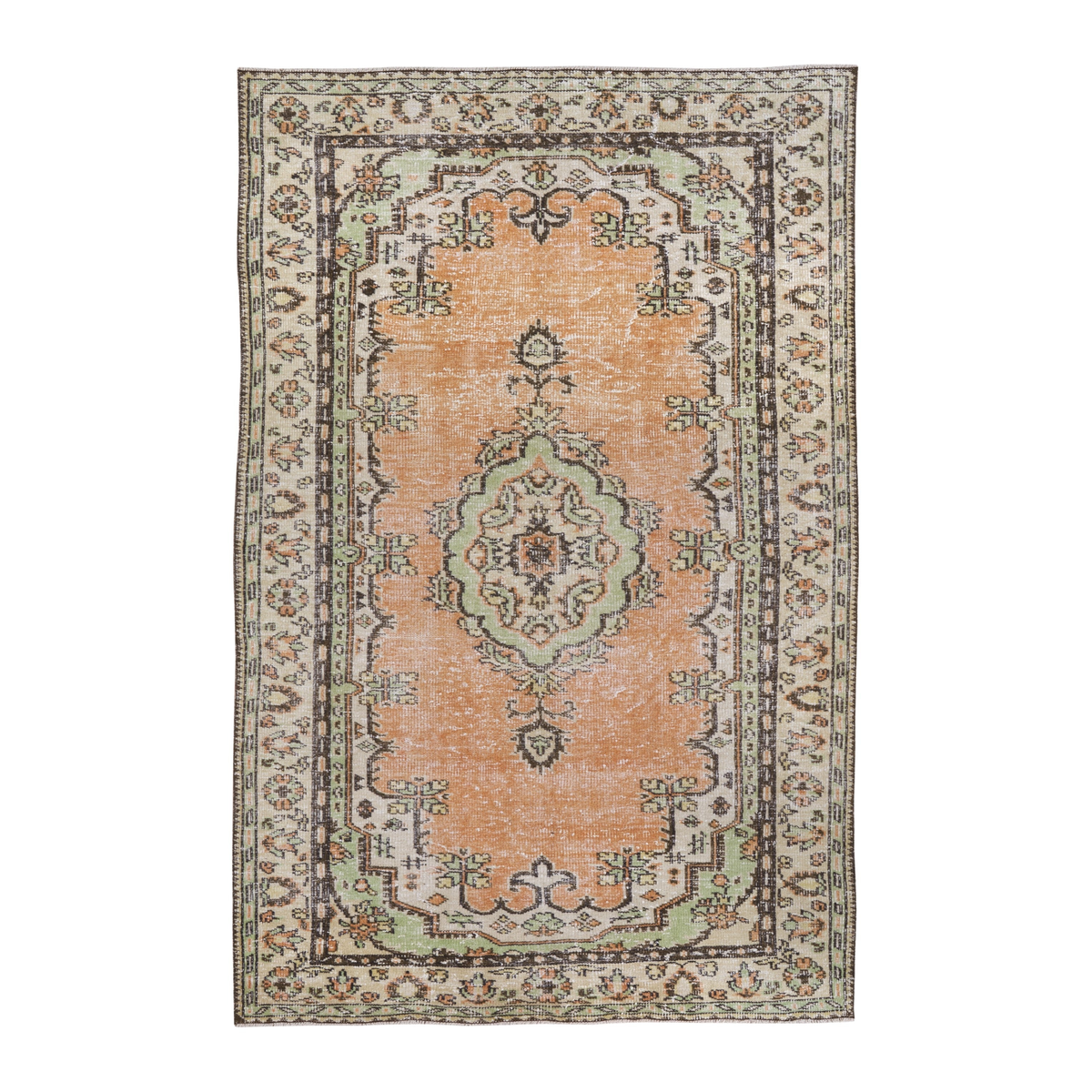 Turkish Manisa area rug in terracotta and cream, 5'10" x 8'11"