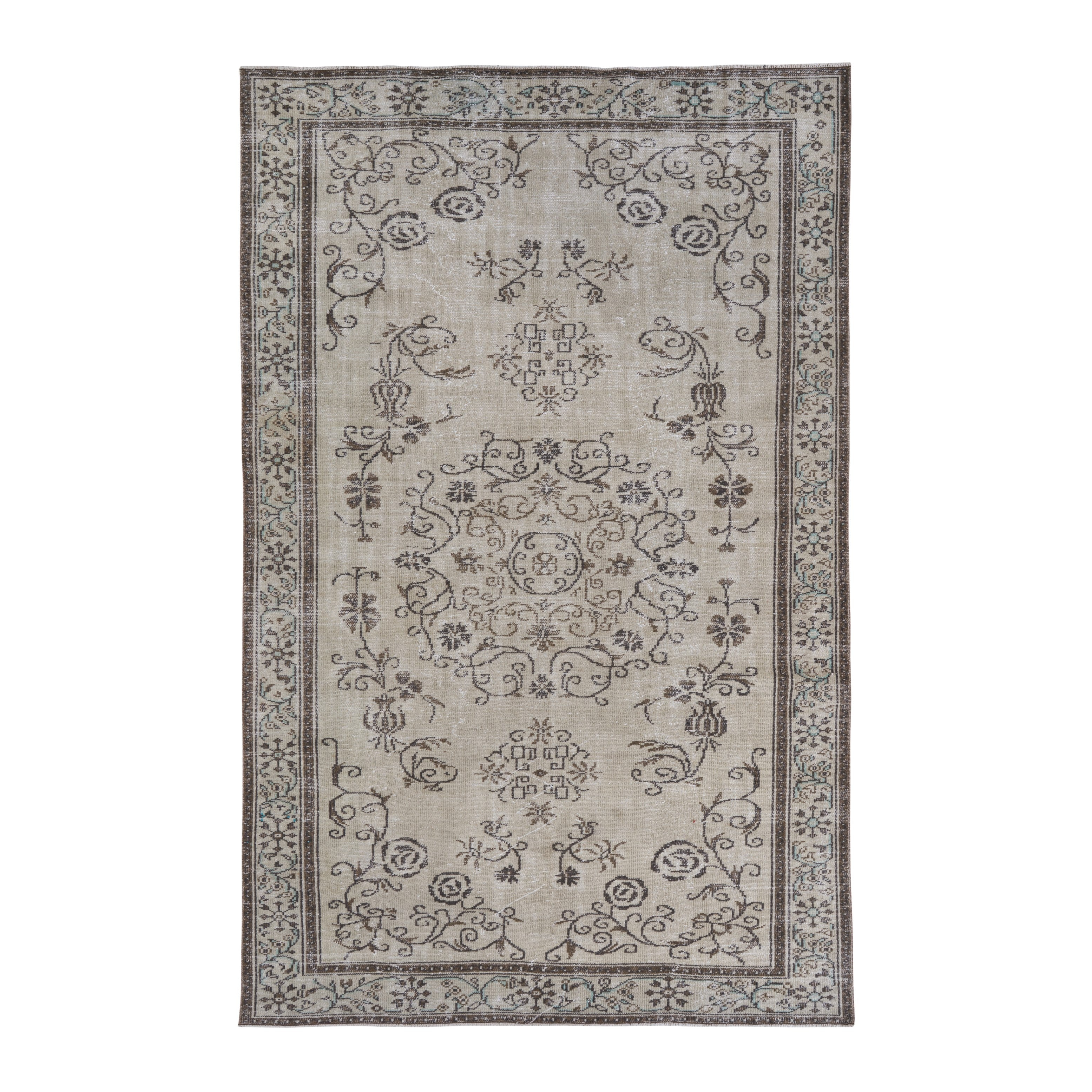 Turkish Manisa oversized rug in ivory and greige, 6'10" x 10'9"