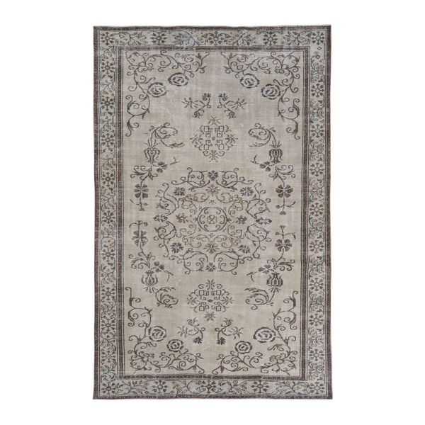 Turkish Manisa oversized rug in ivory and greige, 6'10" x 10'9"