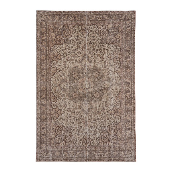 Turkish Isparta area rug in cream and brown, 6'8" x 10'