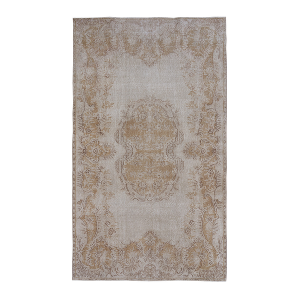 Turkish Isparta area rug in cream and tan, 5'7" x 9'5"