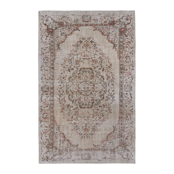 Turkish Manisa area rug in cream and rust, 5'5" x 8'8"