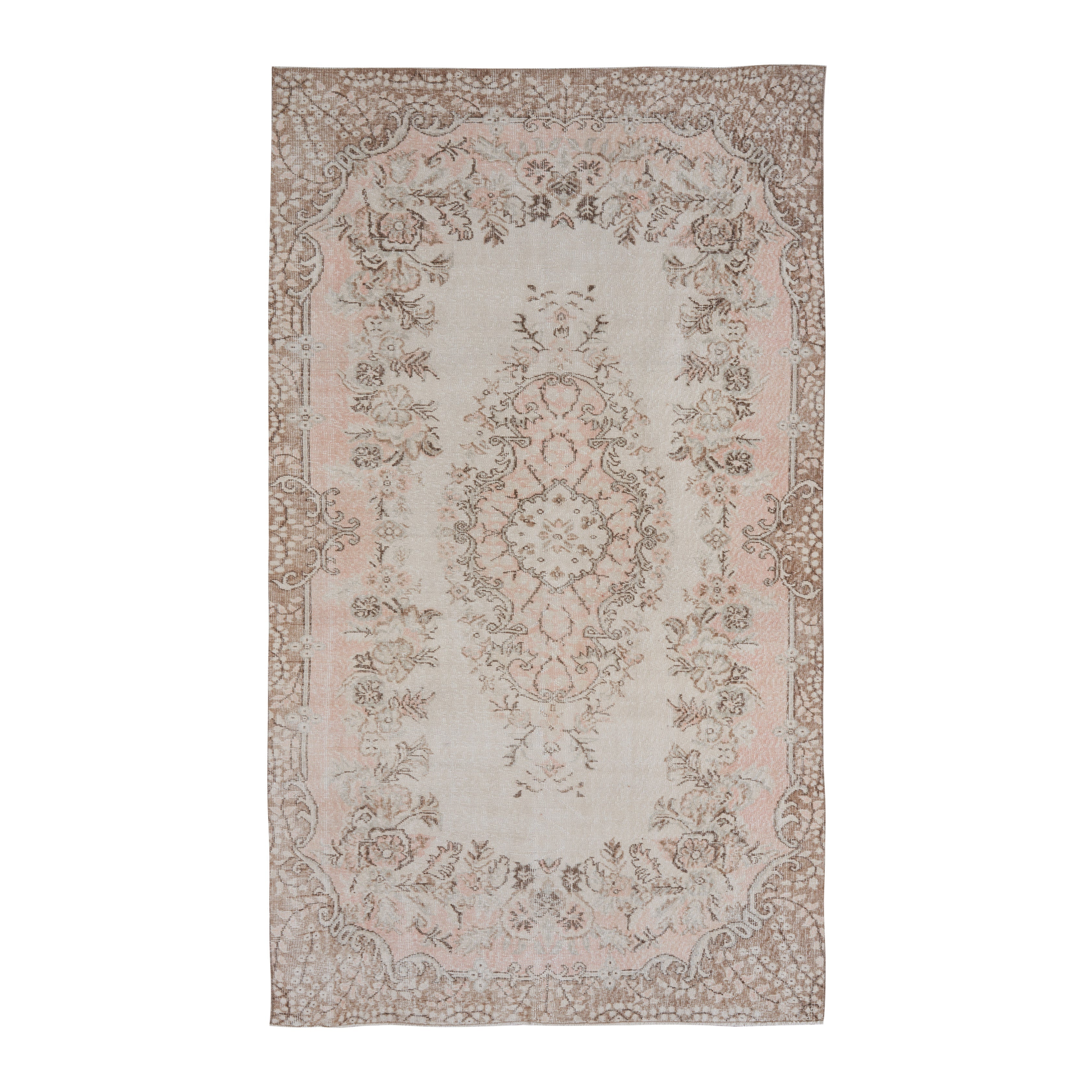 Turkish Isparta area rug in cream and taupe, 5'8" x 9'7"