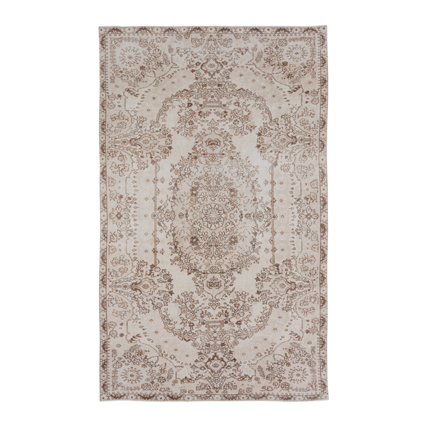 Turkish Isparta area rug in cream and greige, 5'7" x 9'4"