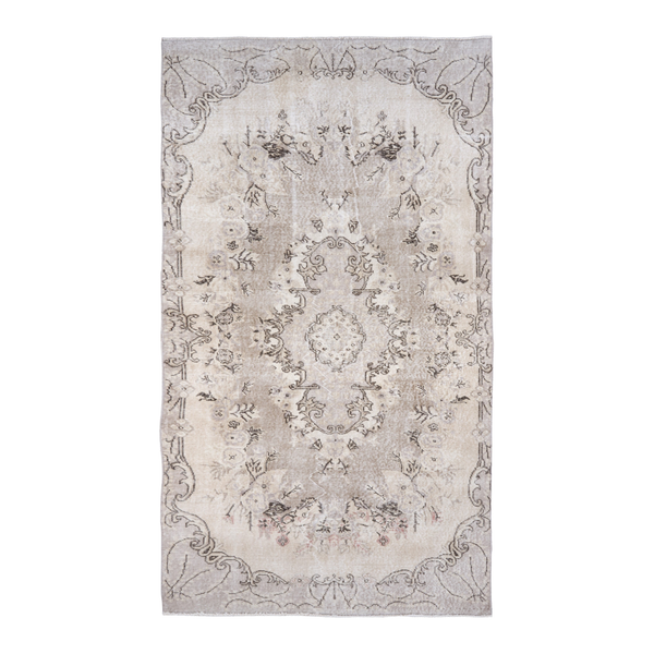Turkish Isparta area rug in taupe and greige, 4'10" x 8'8"