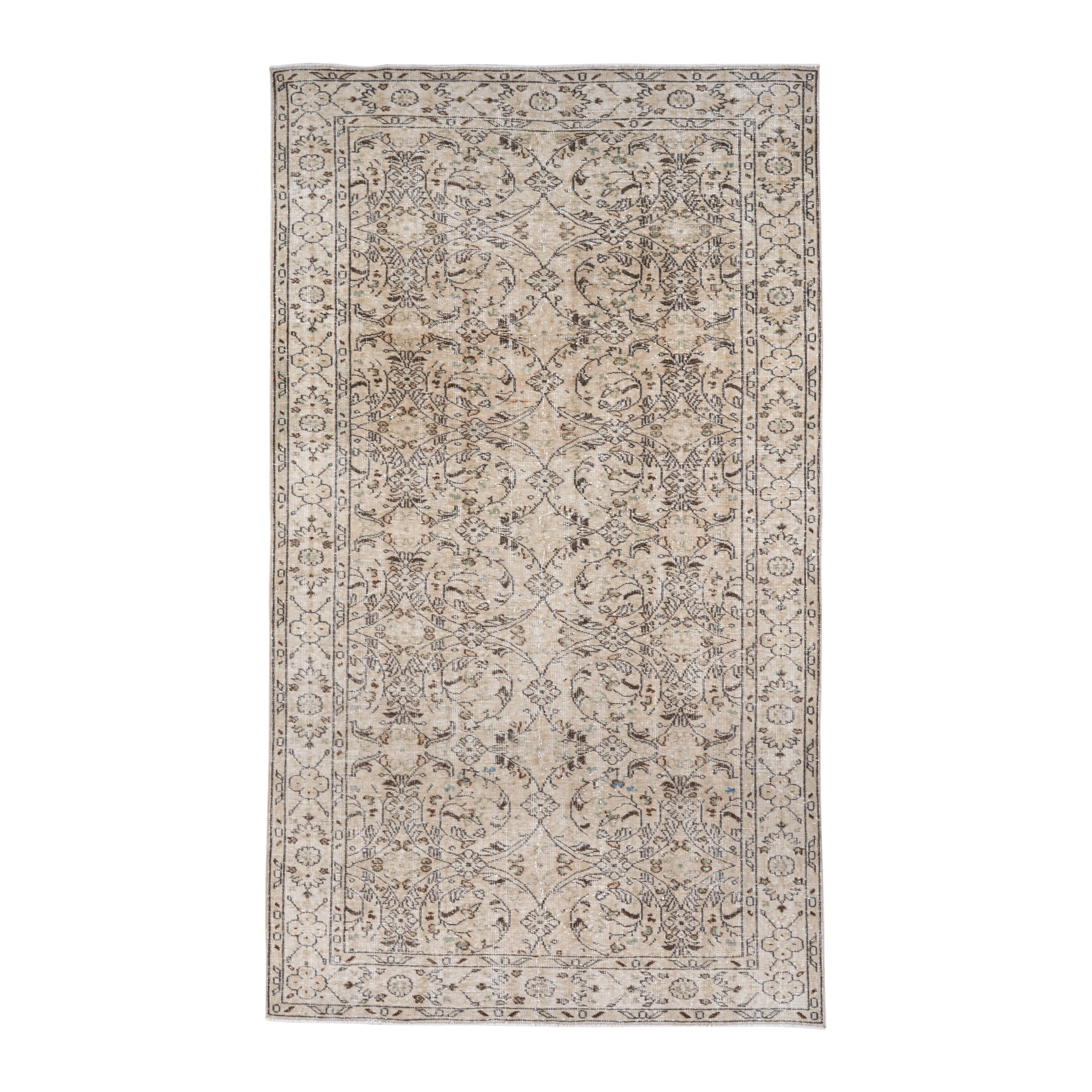 Turkish Isparta area rug in ivory and taupe, 5'1" x 8'11"