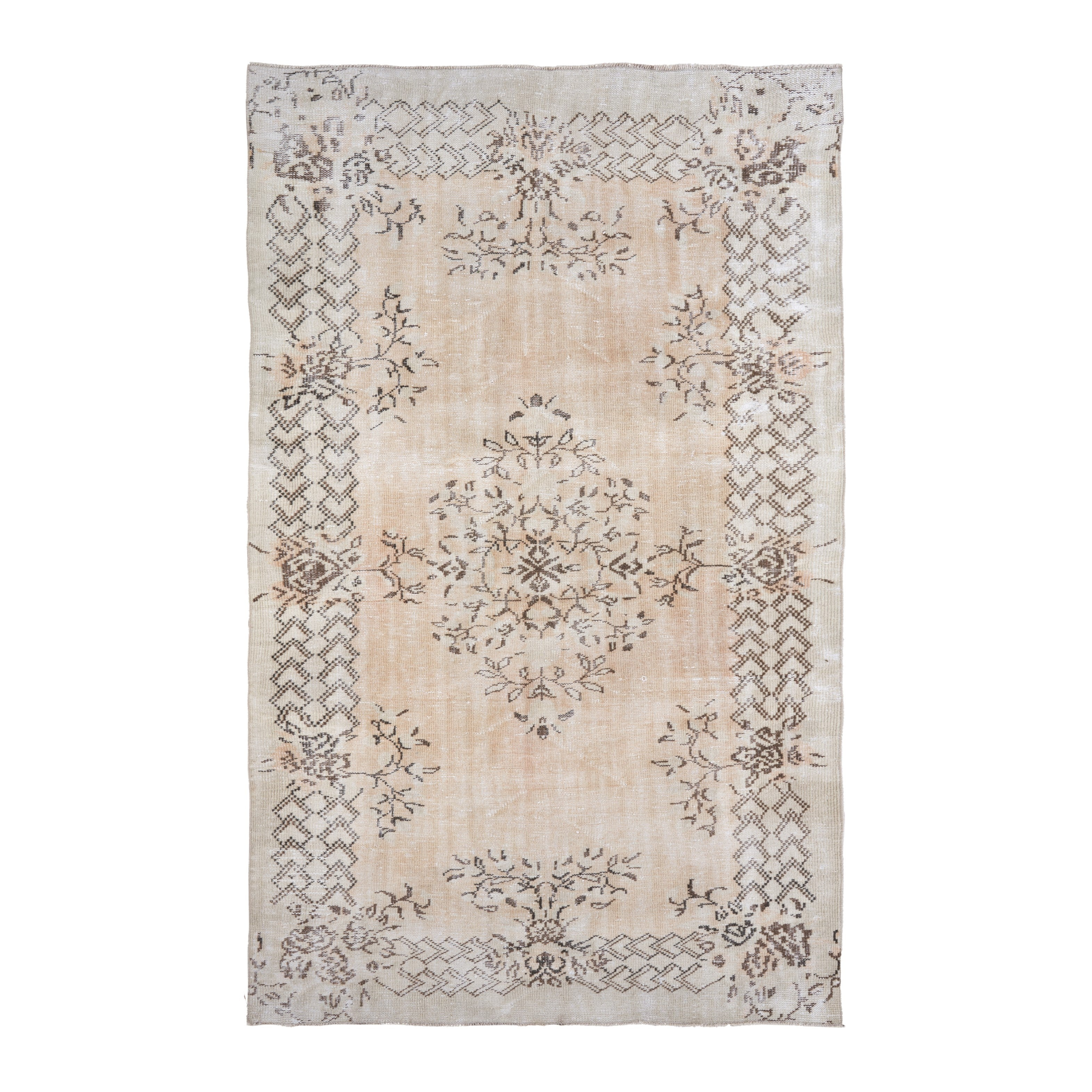 Turkish Manisa area rug in cream and taupe, 5'4" x 9'