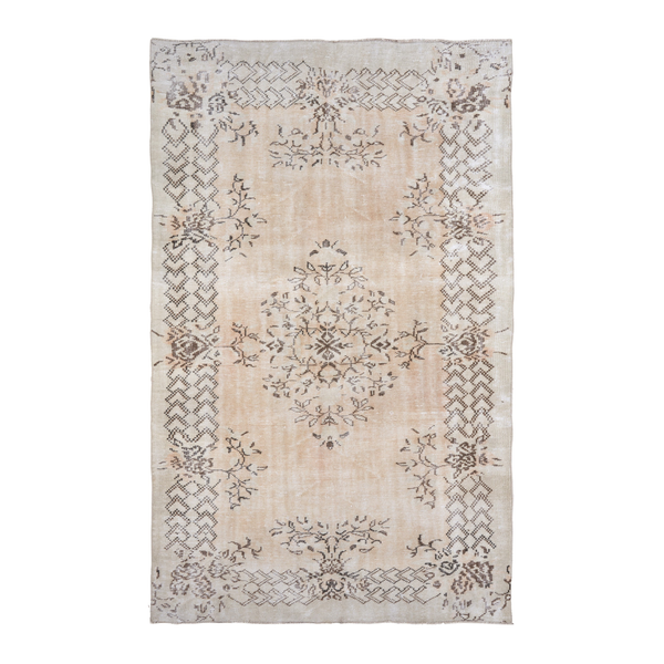 Turkish Manisa area rug in cream and taupe, 5'4" x 9'