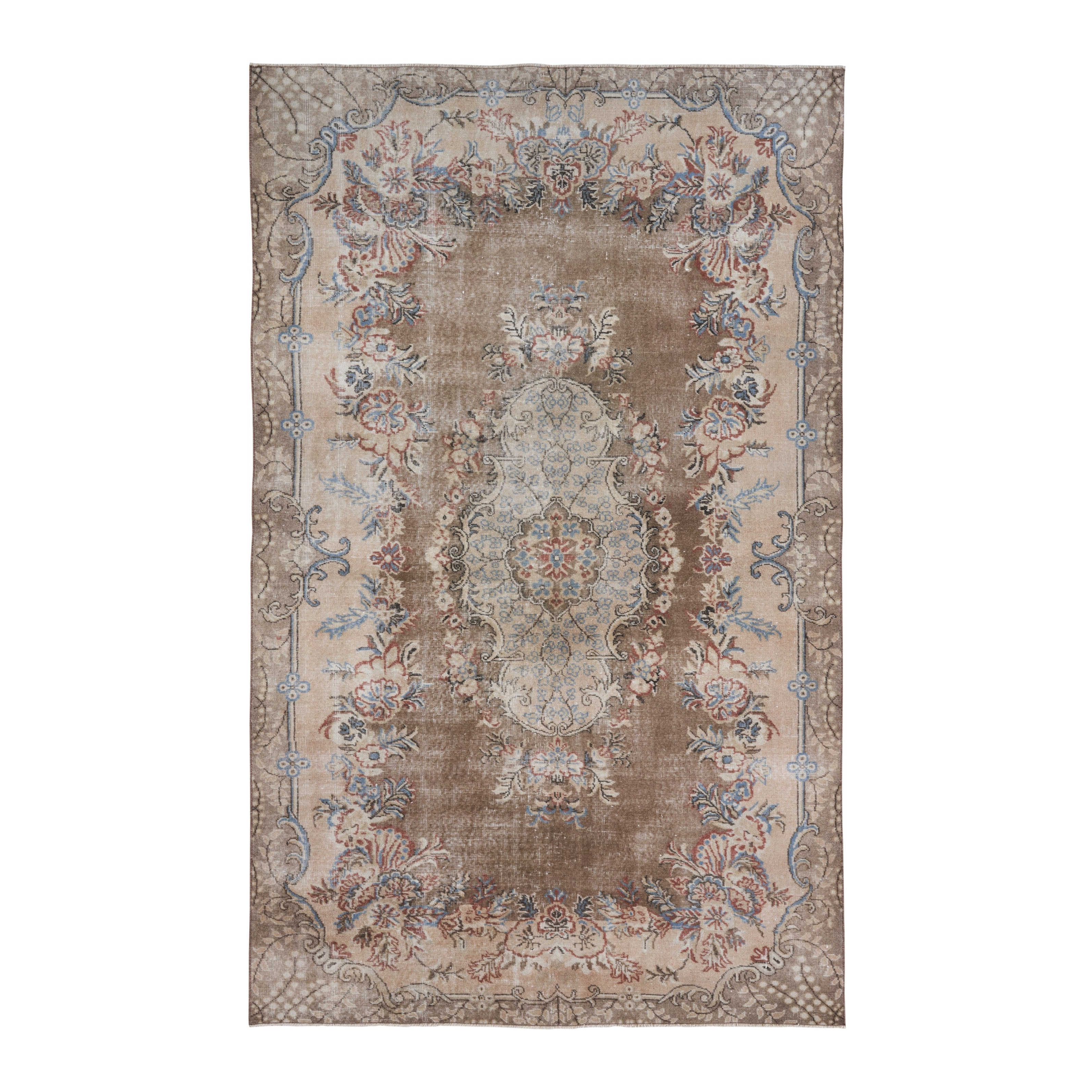 Turkish Isparta area rug in taupe and greige, 5'11" x 9'7"