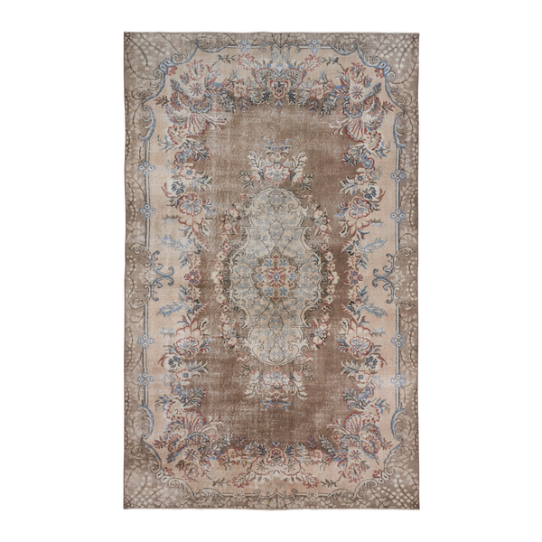 Turkish Isparta area rug in taupe and greige, 5'11" x 9'7"