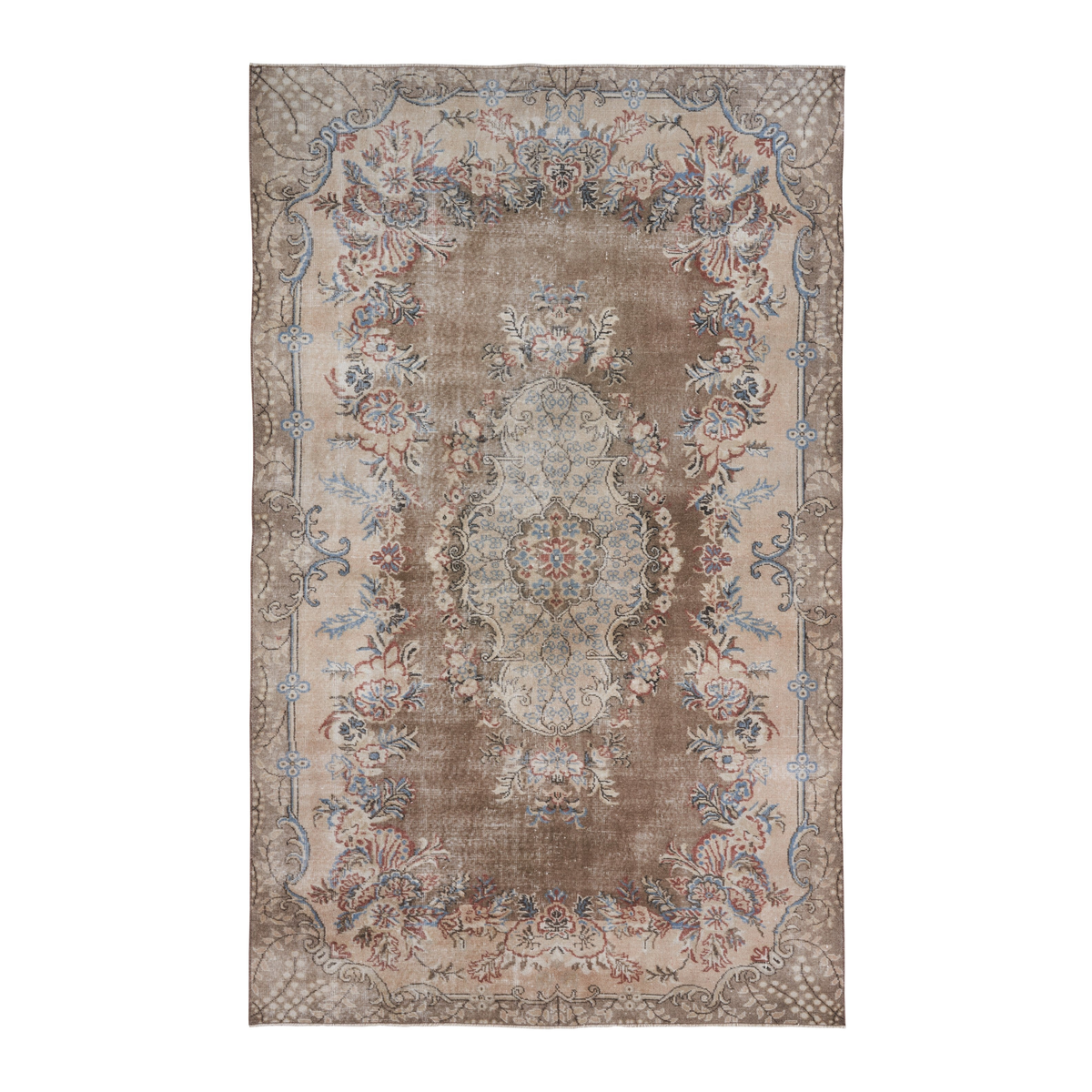 Turkish Isparta area rug in taupe and greige, 5'11" x 9'7"