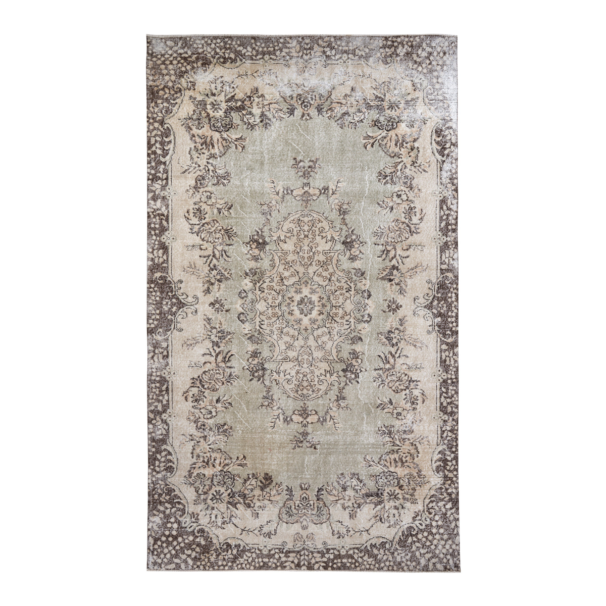 Turkish Isparta oversized rug in ivory and greige, 6'4" x 11'