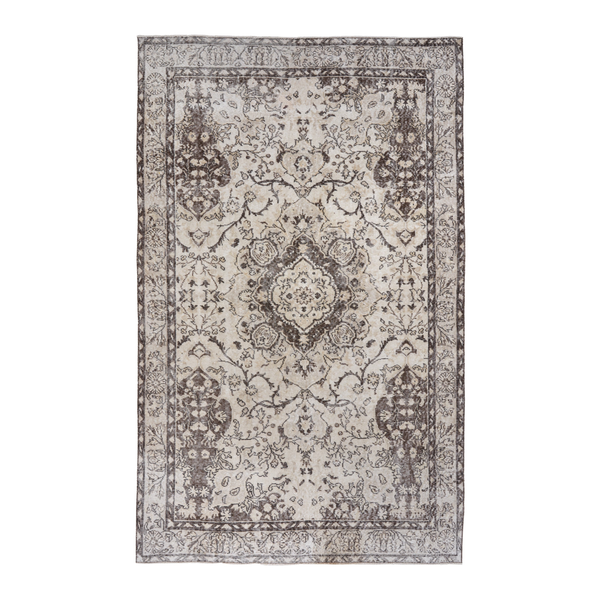 Turkish Isparta area rug in cream and taupe, 5'9" x 9'3"
